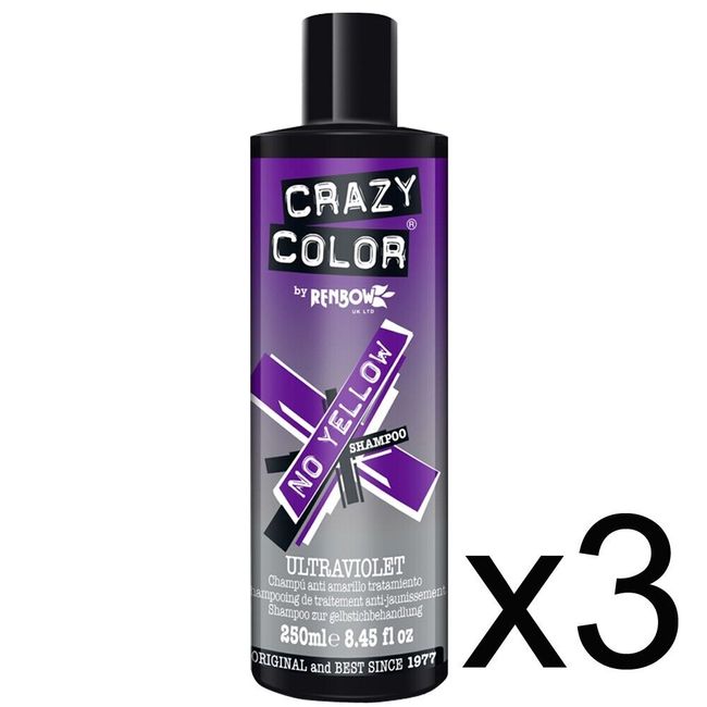 SALON CRAZY COLOR ULTRAVIOLET NO YELLOW HAIR COLOR SHAMPOO 8.45 OZ 3 PACK