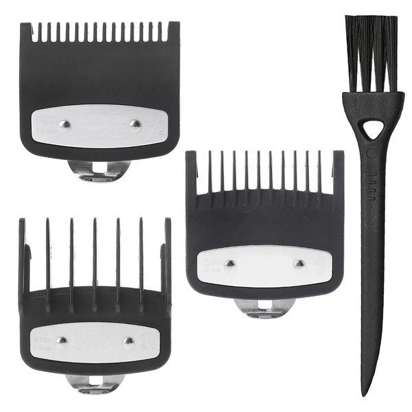 Hair Clipper Attachments 3 Pcs Hair Clipper Guards Black Clipper Guards,Replacement Hair Clipper Guide Combs Available in 1/2', 1 1/2' and 1' (1.5mm, 4.5mm and 3mm) Sizes(Free Brush*1)