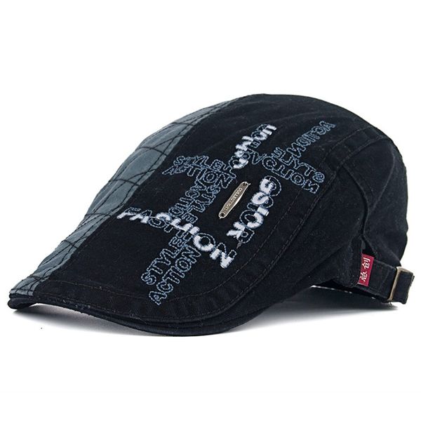 Adantico Herren Baumwolle Schirmmützen Flat Cap (Schwarz)