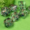 Cusdie Sharp Edges DND Dice, 7 PCs D&D Dice, Handcrafted Polyhedral Dice Set, for Role Playing Game (Green Sprite)