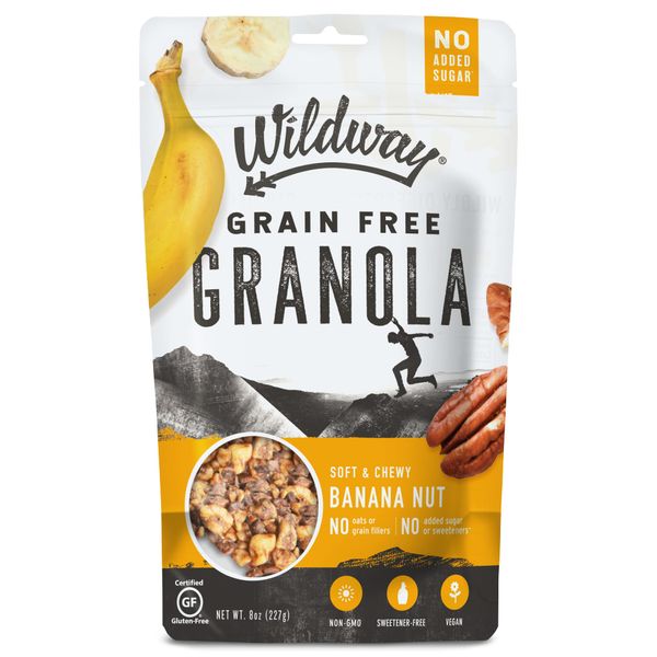 Wildway Banana Nut Keto Granola | Grain-Free Certified Gluten-Free Cereal | Vegan, Low Carb | No Sugar Added | Paleo-Friendly | Non-GMO Fruit & Nut Clusters | Nutrient-Rich Snack, 8oz