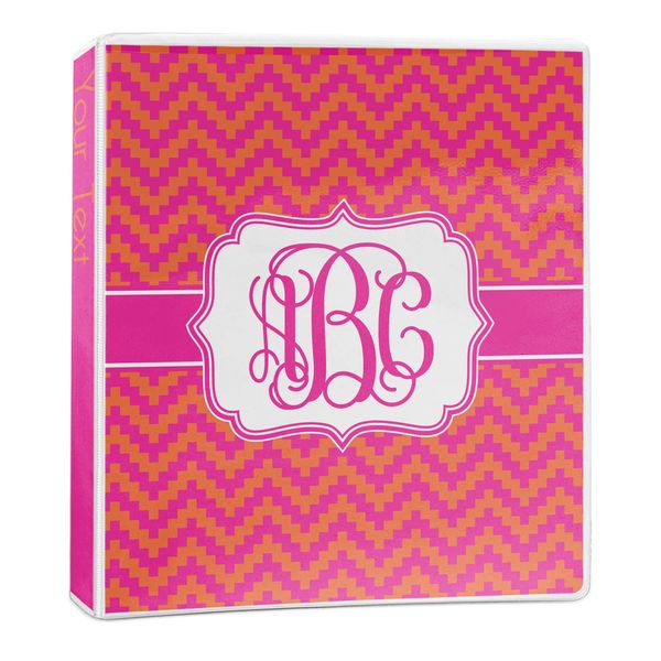 Personalized Pink & Orange Chevron 3-Ring Binder - 1 inch