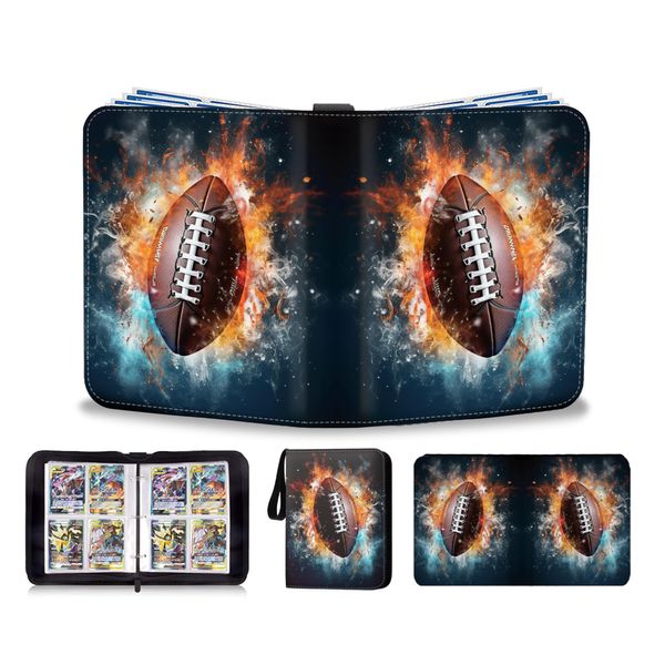 Football Card Binder 400 Pockets - Football Card Binder with Sleeves, Sports Cards Storage Organizer for Football Basketball Baseball or Gaming Trading Cards Fits 400 Cards with 50 Removable Sleeves