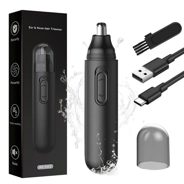 Nose Hair Trimmer for Men Women, Painless Nose Trimmer, Professional USB Rechargeable Ear & Facial Hair Trimmer, IPX7 Waterproof Dual Edge Blades, Easy Cleansing