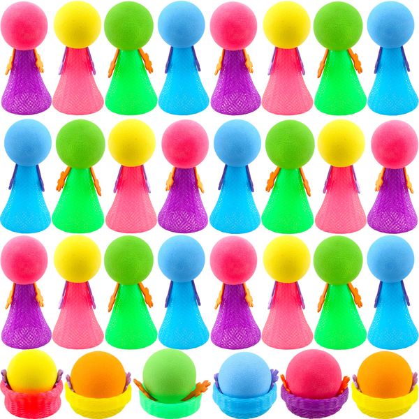 Cagemoga 30 Pieces Jumping Spring Toys Colorful Jumping Emoji Popper Spring Launchers Toy Creative Cute Bouncing Dolls Spring Launchers Bouncy Ball for Kids Playing Gifts Party Favors, Random Color