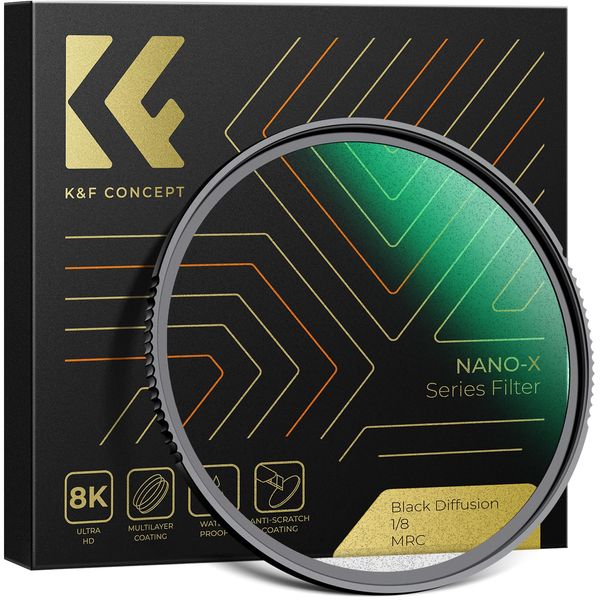 K&F Concept 43mm Black Diffusion 1/8 Filter Soft Glow Diffuser Cine Effect Lens Filters Waterproof (Nano-X Series)