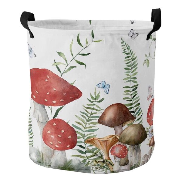 Farm Spring Eucalyptus Mushroom Storage/ Laundry Basket With Handles 15.5”x 16”