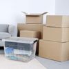Cand 50 Quart Clear Plastic Box with Wheels, Large Lidded Storage Bins, 4 Packs