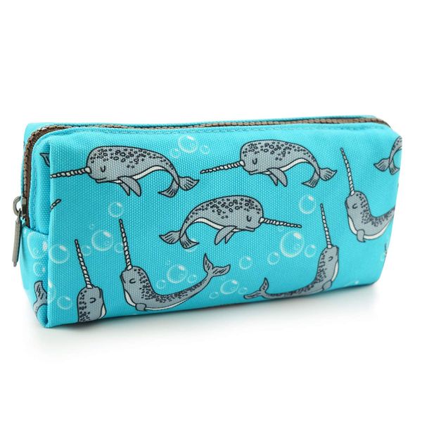 Narwhal Students Canvas Pencil Case Pen Bag Pouch stationery Case Makeup Cosmetic Bag