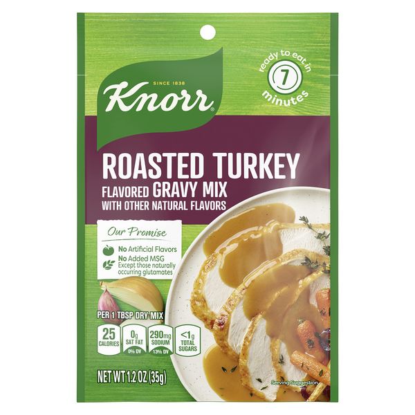 Knorr Turkey Gravy Mix For Delicious Easy Meals and Side Dishes Roasted Turkey Sauce and Gravy With No Artificial Flavors, No Added MSG 1.2 oz