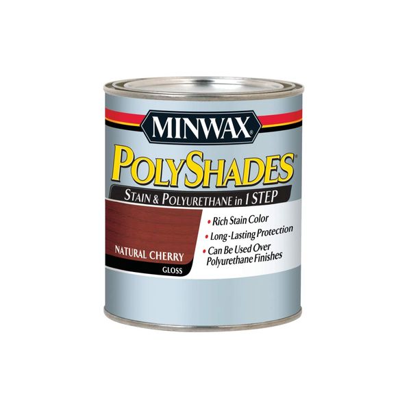 Minwax PolyShades Wood Stain + Polyurethane Finish – Quart, Natural Cherry, Gloss