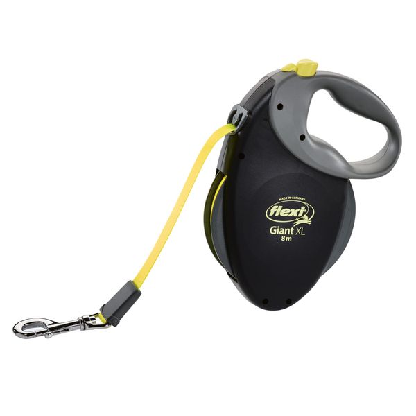 Flexi Giant XL Retractable Dog Leash (Tape), Extra-Large, 26 ft, Black/Neon