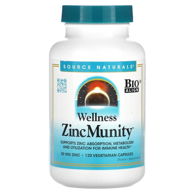 Source Naturals Wellness ZincMunity, 50 mg, 120 Vegetarian Capsules