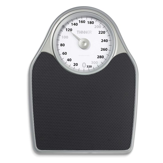 Thinner by Conair Bathroom Scale for Body Weight, Extra-Large Analog Scale Measures Weight Up to 330 Lbs in Black