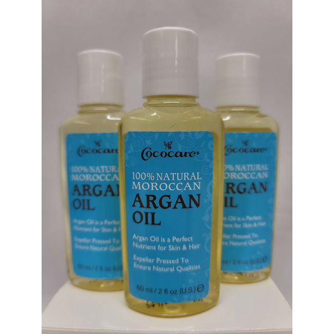 3 pack Cococare 100% Natural Moroccan Argan Oil 2 fl oz (6oz total) 📦