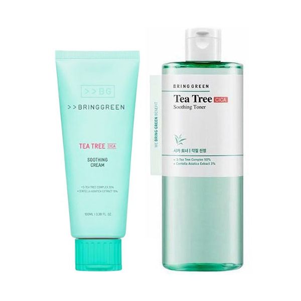 Bring Green Tea Tree Cica Soothing Toner 510ml + Soothing Cream 100ml Tea Tree Cica Soothing 2-Piece Set