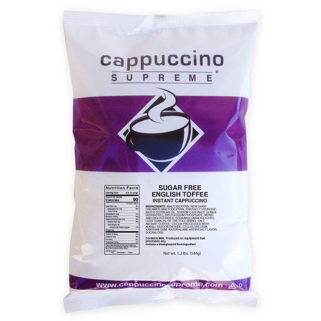 Cappuccino Supreme 1.2 lb bag Sugar Free English Toffee Instant Cappuccino Mix