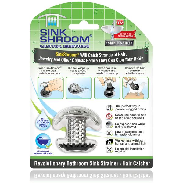 SinkShroom Bathroom Sink Drain Protector Stainless Steel Standard