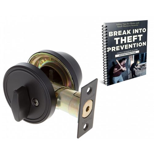 Deadbolt Lock Set Single Cylinder : Keyed Alike : Anti Bump & Pick Security Prevents Break Ins : Black Iron US514 : by TOLEDO