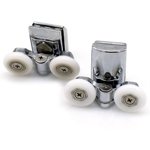 YUANQIAN Stainless Steel 23mm Shower Door Twin Rollers Runners – Set of 4-Top & Bottom