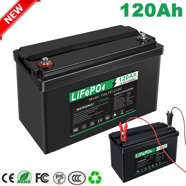 12V 120Ah LiFePO4 Lithium Battery BMS for Solar RV Off-grid Trolling Motor Boat