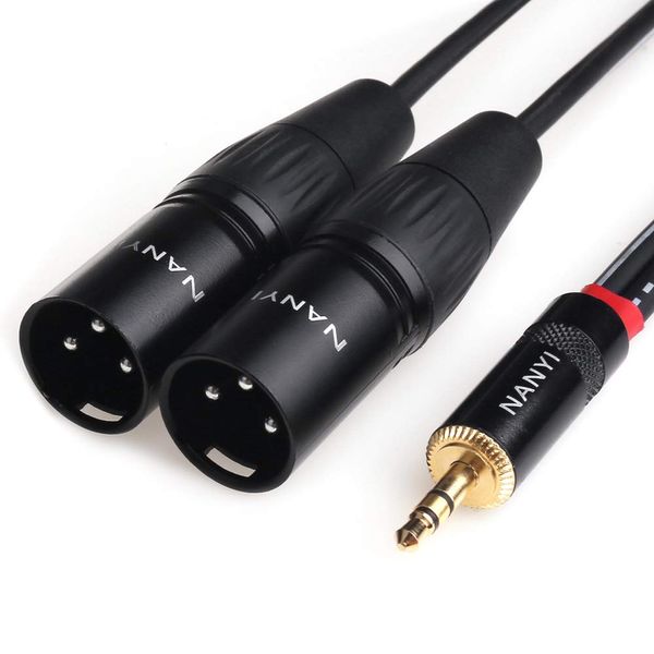 NANYI XLR 3,5 mm Stecker Splitter Kabel, TRS Stereo Stecker auf Zwei XLR Stecker Interconnect Audio Mikrofonkabel, Y Splitter Adapter Kabel (1,5 Meter / 5 Füße)