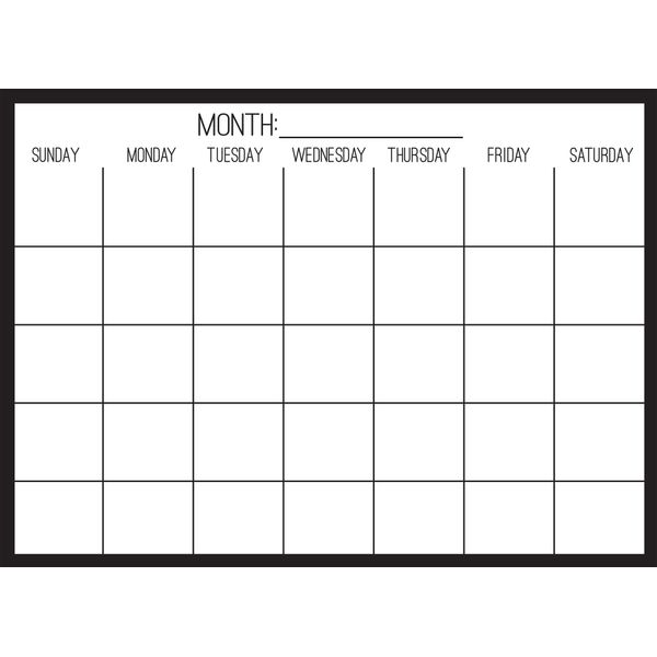 WallPops WPE2801 on Clear Monthly Calendar, Black