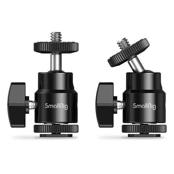 SmallRig 1/4" Camera Hot Shoe Mount, Ballhead Tripod with Additional 1/4" Screw, 2pcs Pack - 2059