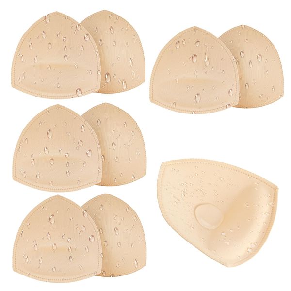 SERMICLE Waterproof Swimsuit Bra Pad Inserts 4 Pairs, Push up Bra Pads Sewn Padded for Bikini Sports Bra A/B or C/D,D/E Cup (A/B Cup, Waterproof Beige)