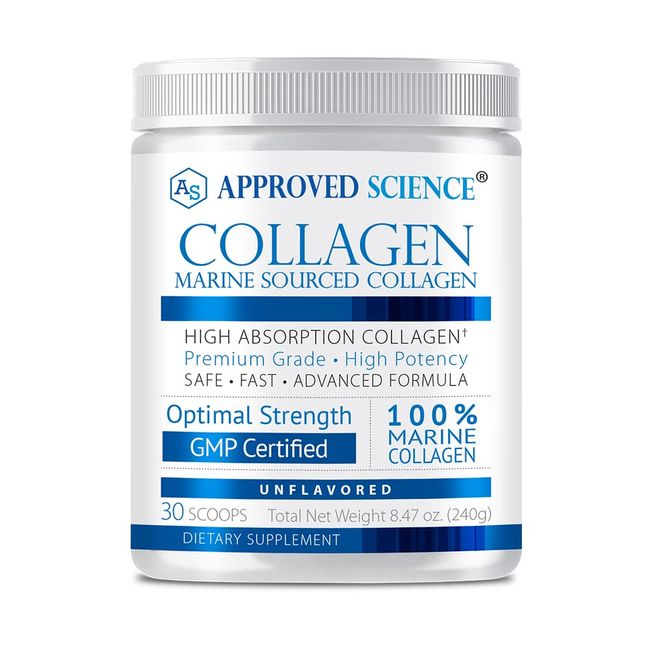 Approved Science Collagen Powder - Preserve Skin Structure, Strengthen Hair, Promote Joint and Bone Health - 30 Scoops - One Month Supply - Made in The USA