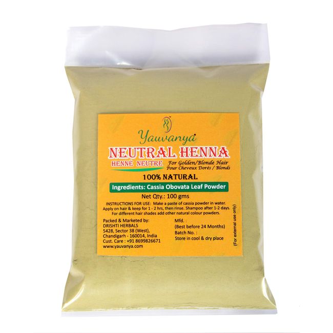 Yauvanya 100% pure Neutral Henna (Cassia Obovata) Powder for Blonde/Golden hair | Colorless Henna | Natural Hair Conditioner | Senna Leaves Powder | For Soft, Silky, Shiny hair - 3x100gms