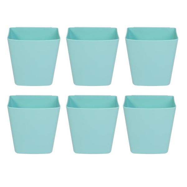 BOMKEE Hanging Cup Holder, 6 Pack Rolling Cart Accessories Hanging Storage Basket Pencil Holder Makeup Organizers Utility Cart Storage Bin Accessories (Hanging Cups-03-Blue)