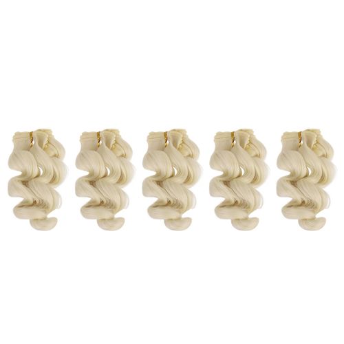 PATIKIL 15CM Doll Wigs, 5 Pcs High Temperature Silk Curly Hair Extension Accessories for Making Kit DIY Handmade, Light Milk-Gray