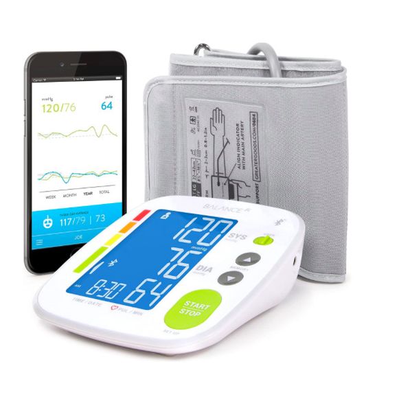 Bluetooth Blood Pressure Monitor Smartphone Connected Health Monitoring Home Use