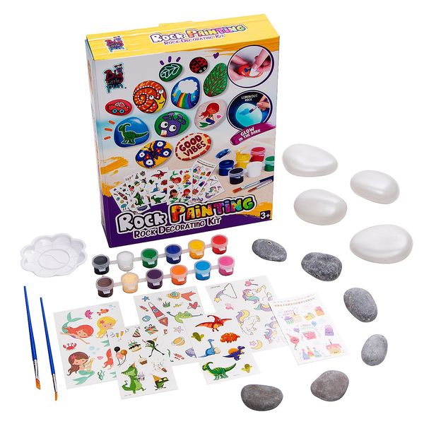 Fun Express DIY Rock Painting Kit for Kids, All in One Kids Craft Kit, Birthday and Everday Gifts, Great for Creative Acitivity for Home and School