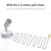Metal E26 Light Socket Replacement with Ceramic E26 Bulb Holder and 1.5m Pull Chain - 180° Adjustable Wall Mount Light Socket for Bedroom or Bedside (White)