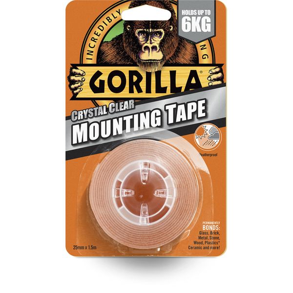 Gorilla Double Sided Mounting Tape Clear 1.5m, Pack of 1