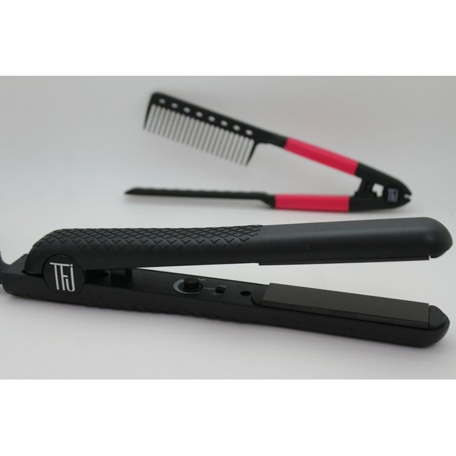 Women TFJ PRO Black Flat Iron Ceramic Hair Straightener Weekend Party Comb Set