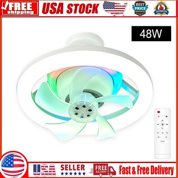 LED Light Ceiling Fans Modern Smart E27 Lamp Head Ceiling Fan Remote Home Office