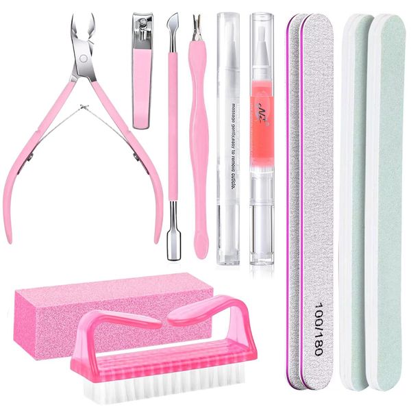 Manicure Kit, Nail Care Nail Prep Manicure Set with Cuticle Trimmer, Cuticle Pusher, Cuticle Softener for Nails, Cuticle Oil, Cuticle Remover, Nail File, Cuticle Nippers Nail Prep Kit (HJ-NAT249)