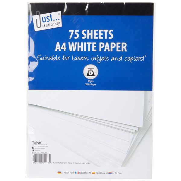 Just Stationery 75 Sheet A4 White Copy Paper, 4146