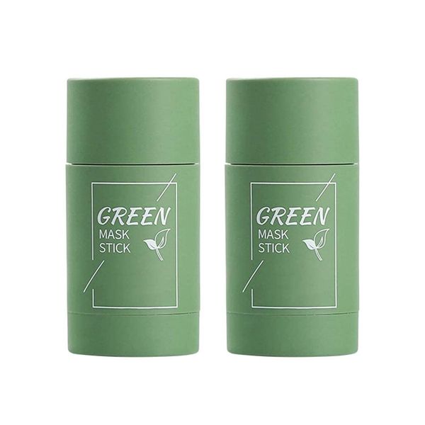 Holmeey Grüner Tee Purifying Clay Stick Mask Ölkontrolle Anti-Akne-Aubergine Fine Solid, Akne Cleansing Solid Mask Green Tea Tiefenreinigende Feuchtigkeitsmaske für Alle Hauttypen