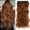Super Deerlet 7Pcs 16 Clips Double Weft Clip in Full Head Hair Extensions Clip on Silky Synthetic Hair Wavy Curly Hairpieces
