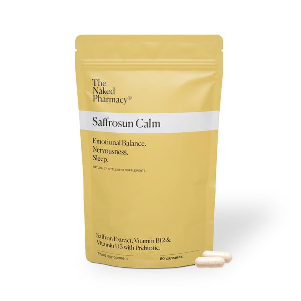 The Naked Pharmacy | Saffrosun Calm | Emotional Balance | Fatigue & Menopause | Saffron with Vitamin B12 | High Strength | Natural No Additives | Vegan | 60 Capsules
