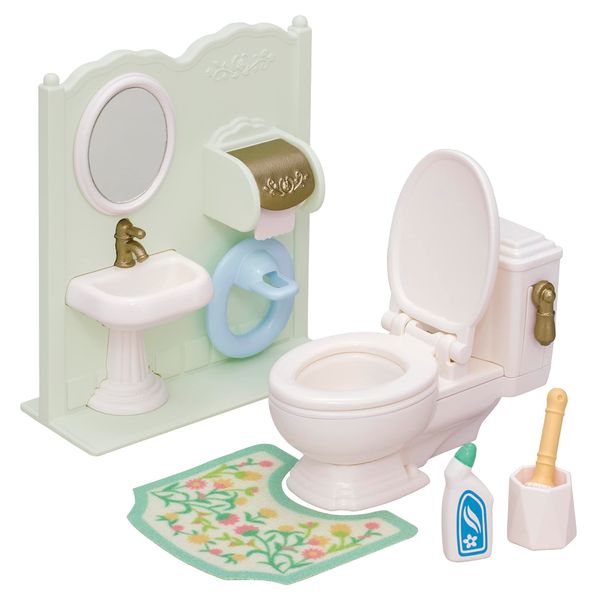 Sylvanian Families EPOCH Furniture Toilet Set, Mosquito - 629 ST Mark Certified, For Ages 3 and Up, Toy, Dollhouse