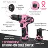 WORKPRO 108PCS Home Tool Kits w/ 12V 1.5Ah Power Drill & Common Bits PINK Tools