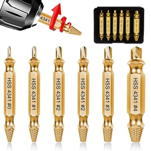 Drill Bit Set, Screw Remover, Screw Removal Bit, Crushed Extractor, Screw Thread Repair Kit, Screw Removal Bit, Easy to Remove Screws, Screw Removal Bit, Broken Bolts, Dedicated Tool for Screw Extractor, Screw Thread Repair Kit, Case Included (6 Pieces)