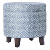 HomePop Round Transitional Fabric Storage Ottoman in Indigo Blue