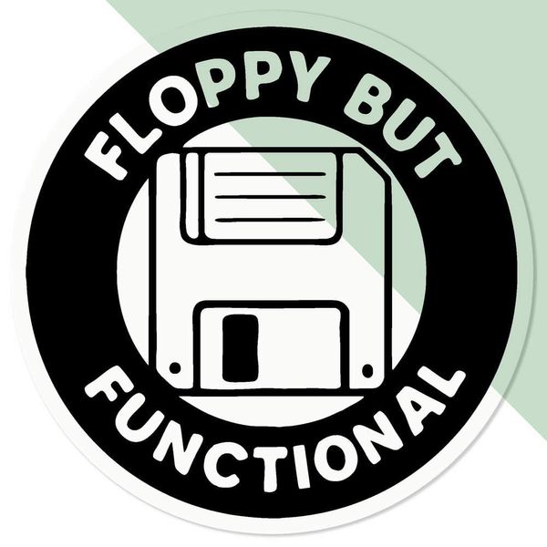 Small 100mm 'Floppy But Functional' Clear Static Window Cling Sticker/Decal (Black) (WC00127599)