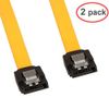 LINESO 2Pack 32in Long SATA Cable 6gb Straight with Locking Latch(Yellow)